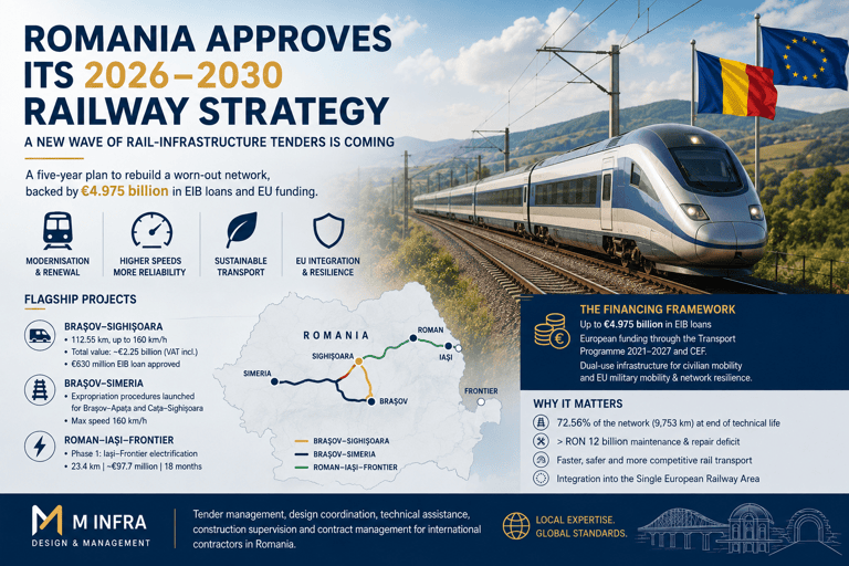 Romania approves its 2026–2030 railway strategy: a new wave of rail-infrastructure tenders is coming