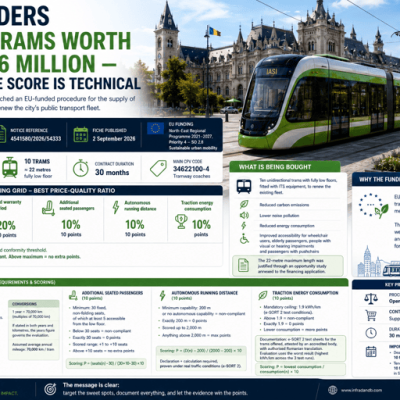 Iași Tenders 10 New Trams Worth RON 125.6 Million — and Half the Score Is Technical